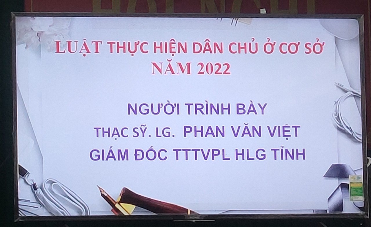UBND xã Tịnh Đông tổ chức Hội nghị triển khai các văn bản Luật trên địa bàn xã Tịnh Đông